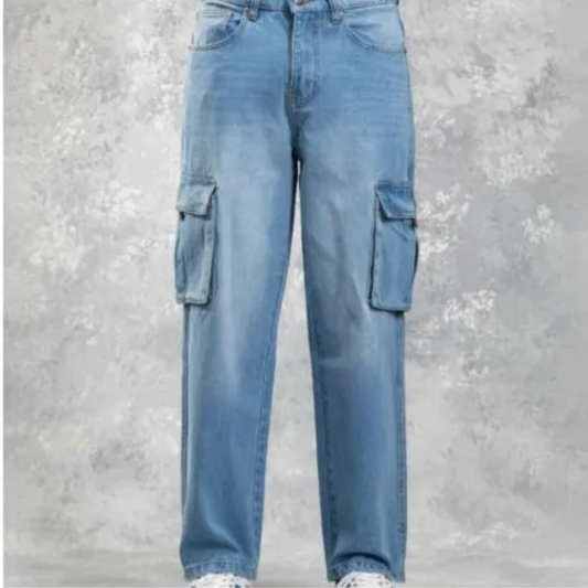 Baggy Cargo Jeans Light Blue
